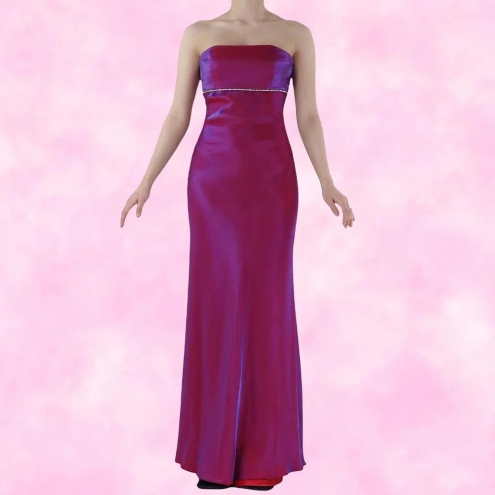 Iridescent Fuchsia Strapless Formal Gown - Picture 3 of 5